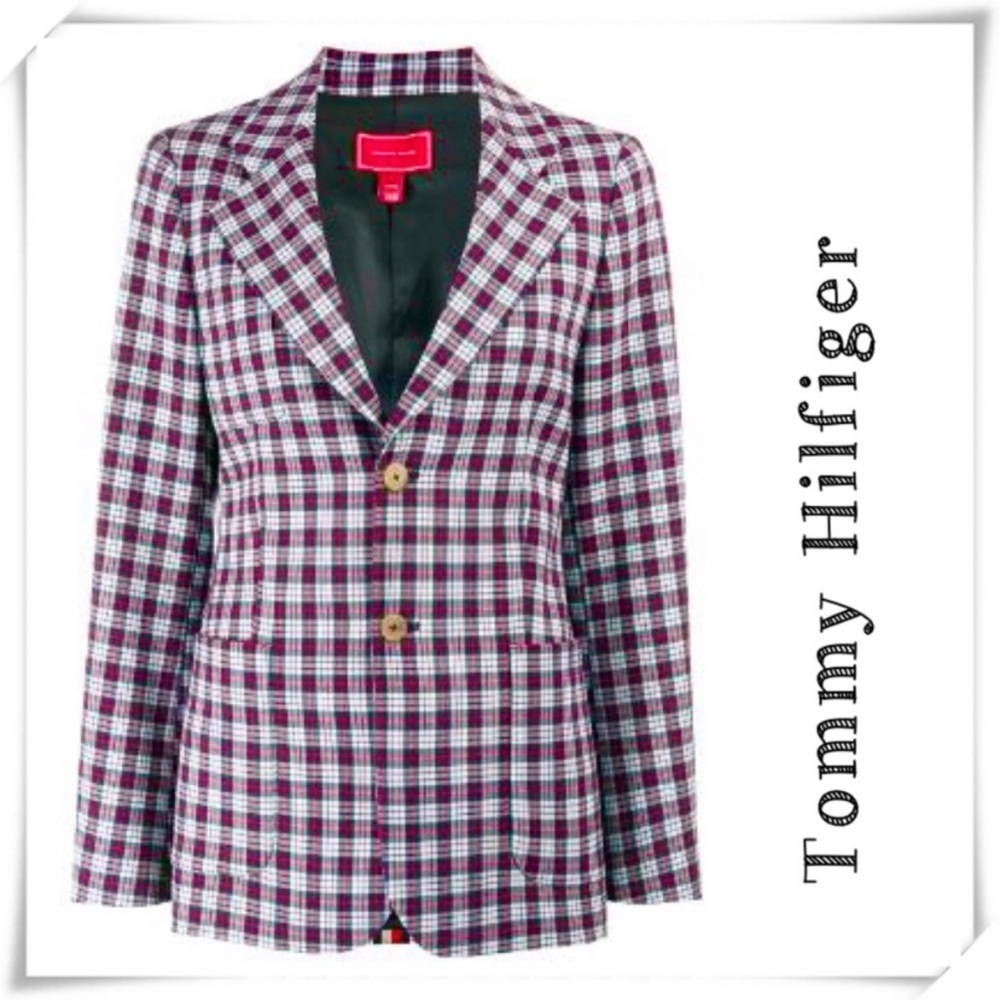 𝅺Hilfiger Collection by Tommy Hilfiger Plaid Blazer Jacket in Red Blue
